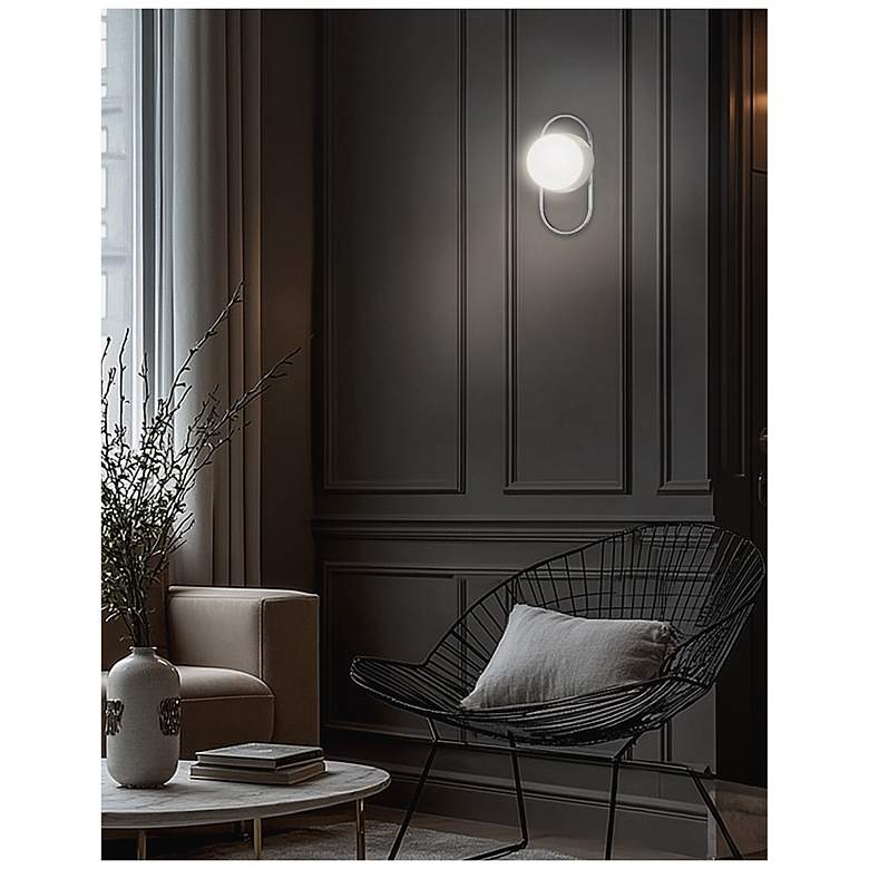 Image 2 Burlat 12" High Polished Chrome Finish Wall Sconce w/ White Shade more views