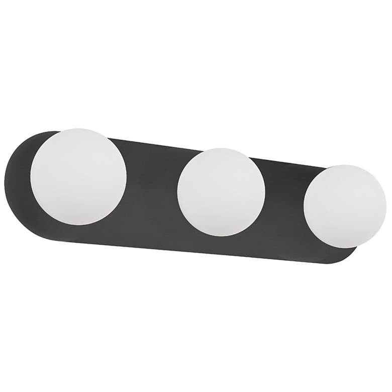 Image 2 Burlat 24.5" Wide 3 Light Matte Black Vanity Light With White Glass