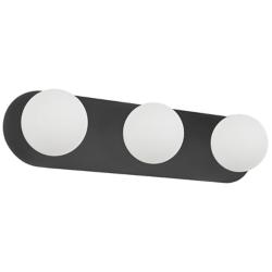 Burlat 24.5" Wide 3 Light Matte Black Vanity Light With White Glass