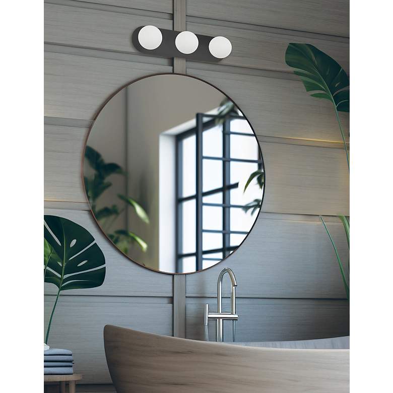 Image 3 Burlat 24.5" Wide 3 Light Matte Black Vanity Light With White Glass more views