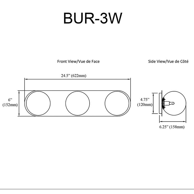 Image 2 Burlat 24.5" Wide 3 Light Polished Chrome Vanity Light With Clear Glas more views