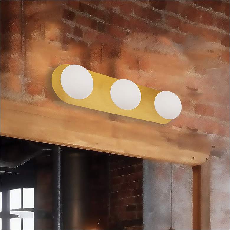 Image 1 Burlat 24 1/2" Wide Aged Brass 3-Light Vanity Bath Light