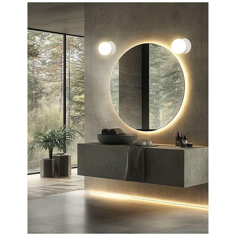 Image 2 Burlat 6" High Alabaster Finish Wall Sconce w/ White Shade more views