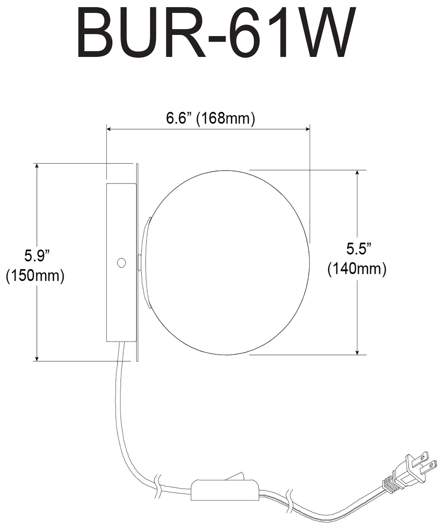 Image 5 Burlat 6" High Matte Black Globe Wall Sconce more views