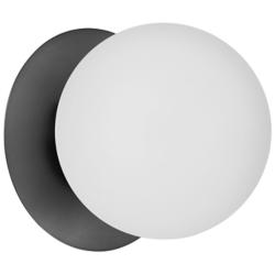 Burlat 6" High Matte Black White Glass Wall Sconce