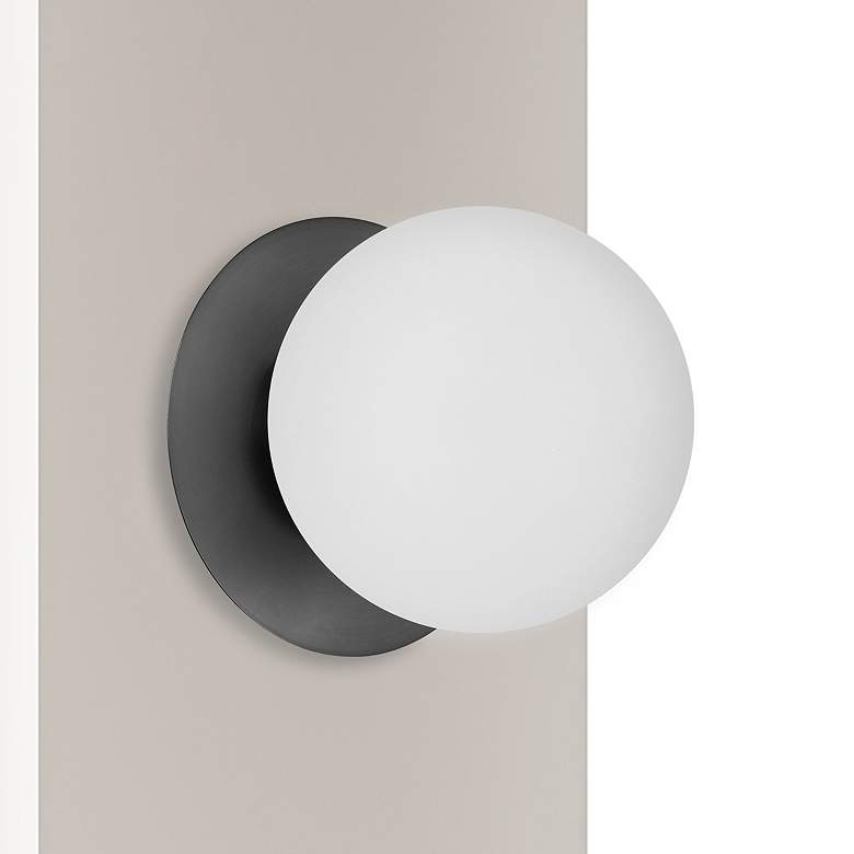 Image 1 Burlat 6" High Matte Black White Glass Wall Sconce