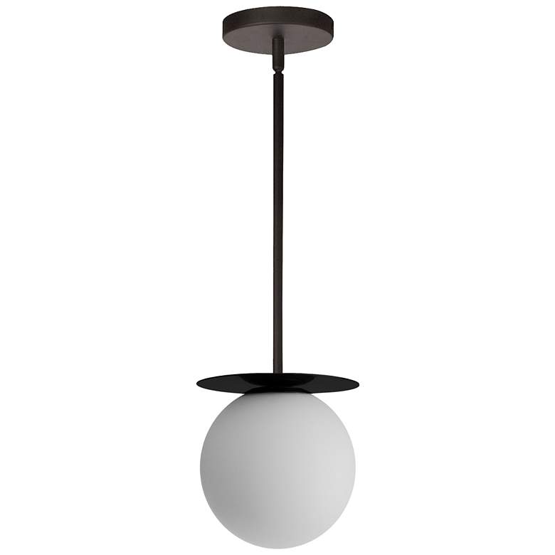 Image 1 Burlat 6" Wide Matte Black Pendant With White Glass Shade