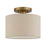 Thumbnail3 of Burnett 10" Wide Antique Gold Leaf Drum Ceiling Light more views