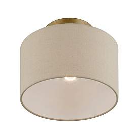 Image5 of Burnett 10" Wide Antique Gold Leaf Drum Ceiling Light more views