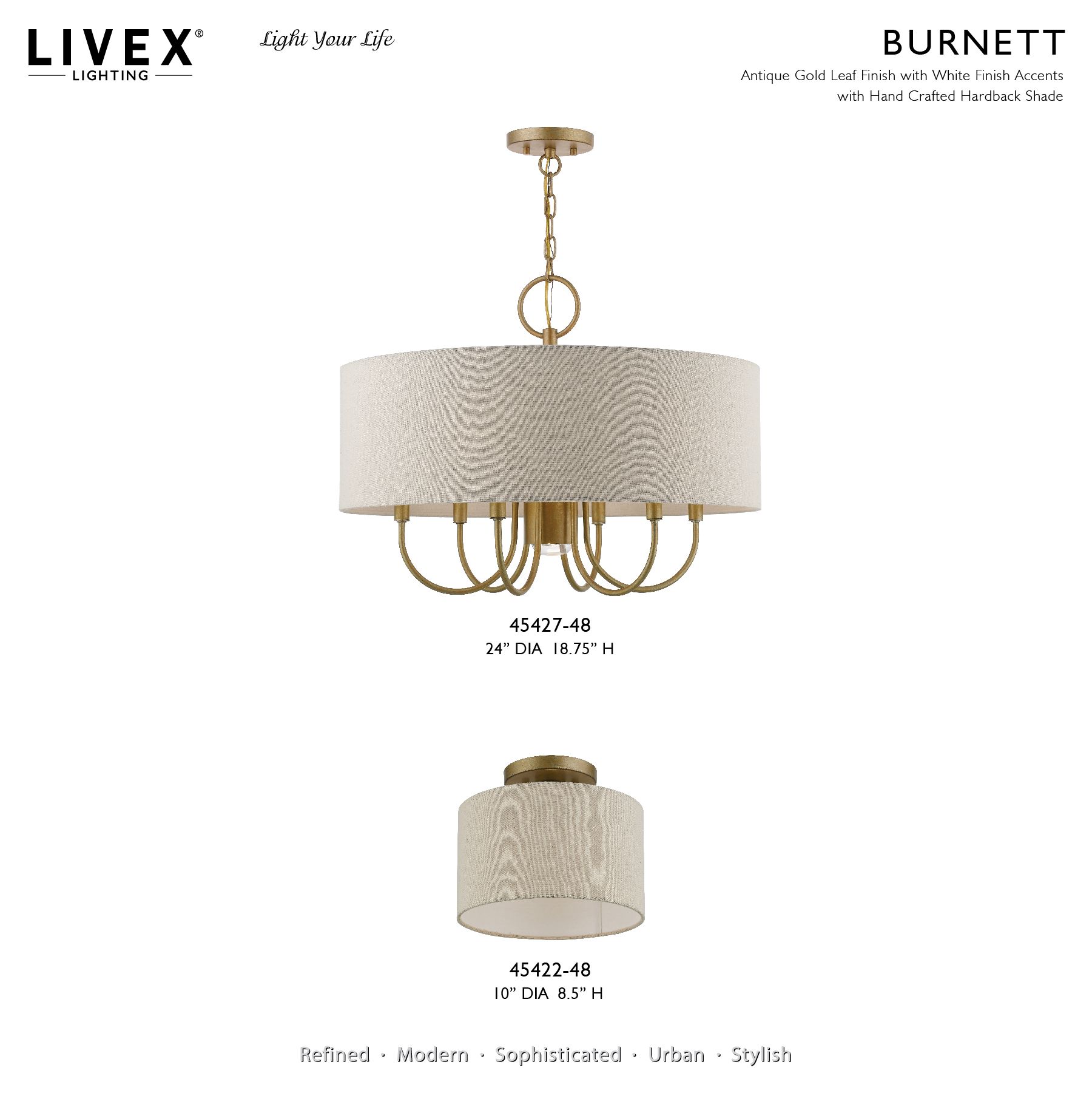 Burnett 10" Wide Antique Gold Leaf Drum Ceiling Light