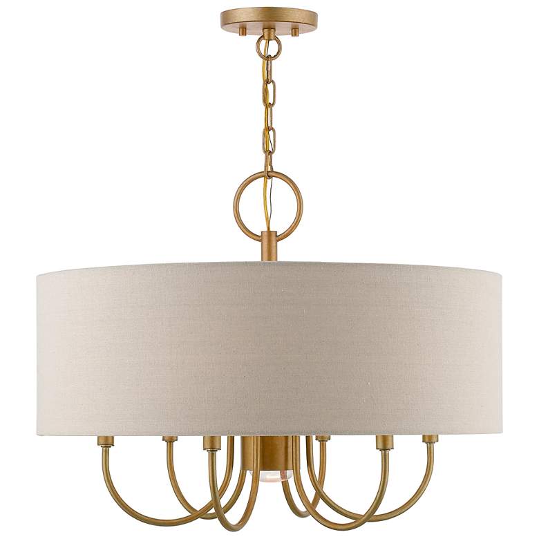 Image 3 Burnett 24" Wide Antique Gold 7-Light Drum Chandelier more views