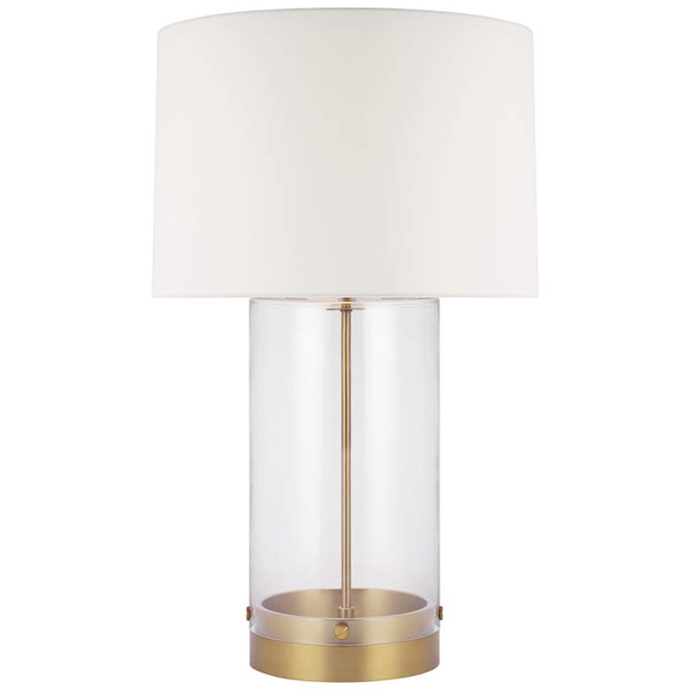 Image 2 Burnished Brass and Glass Cylinder LED Table Lamp by Chapman & Myers