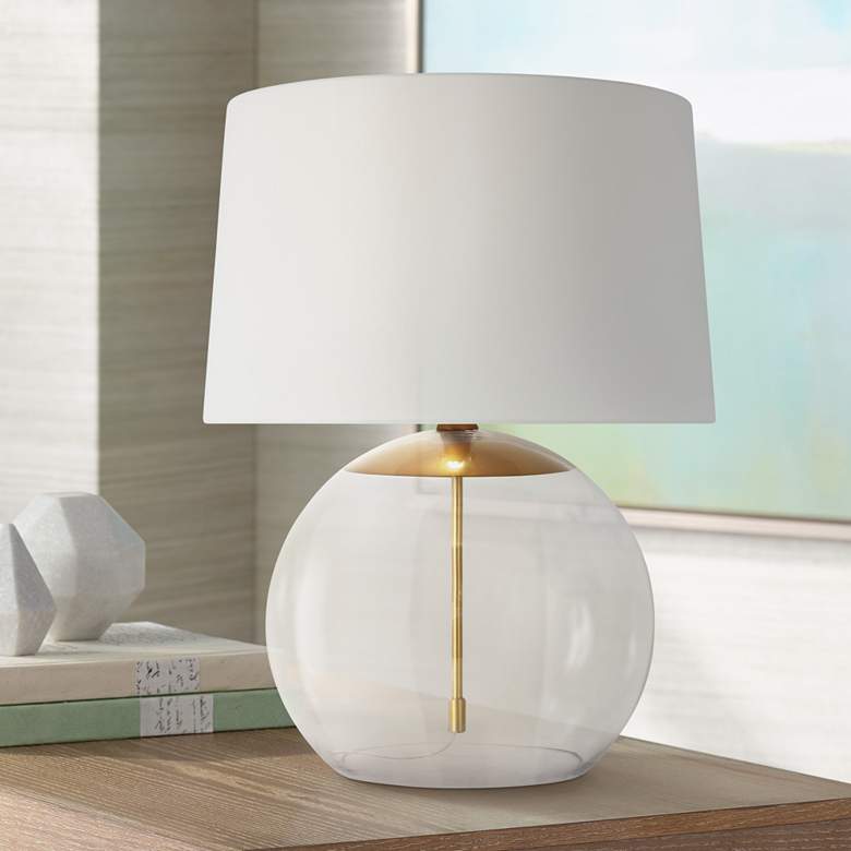 Image 1 Burnished Brass and Glass Round LED Table Lamp