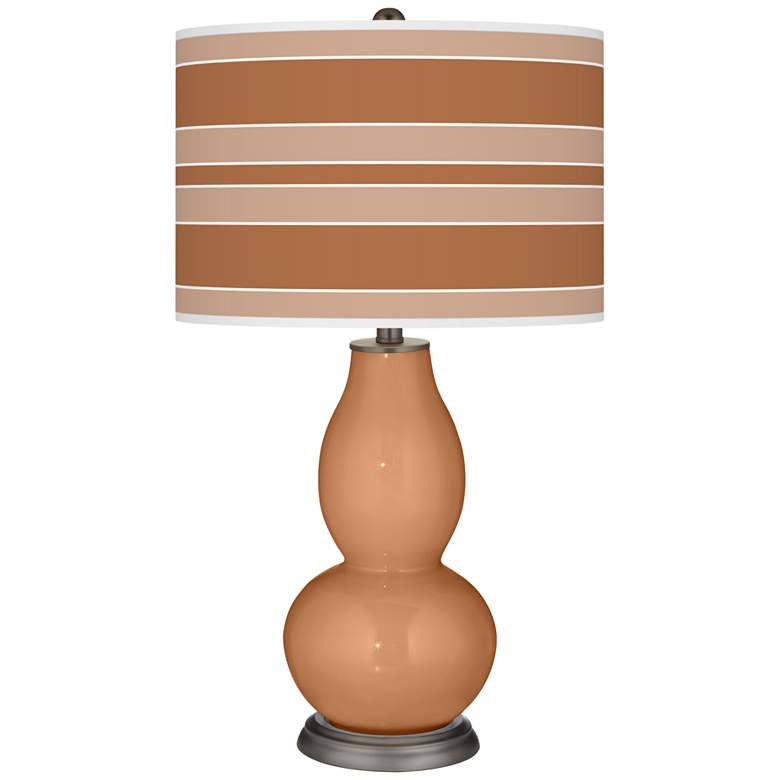 Image 1 Burnt Almond Bold Stripe Double Gourd Table Lamp