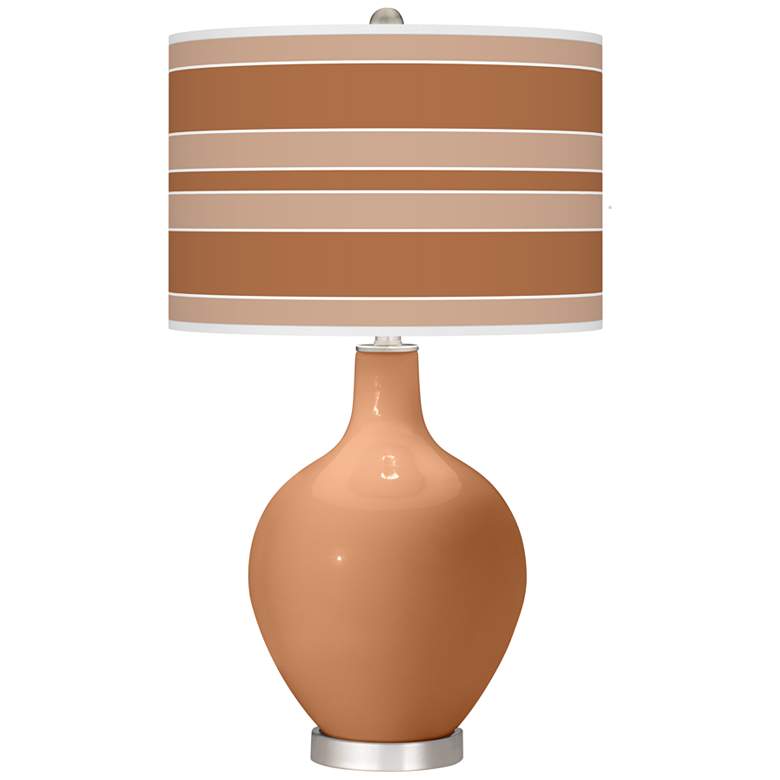 Image 1 Burnt Almond Bold Stripe Ovo Table Lamp