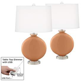 Image1 of Burnt Almond Carrie Table Lamp Set of 2 with Dimmers