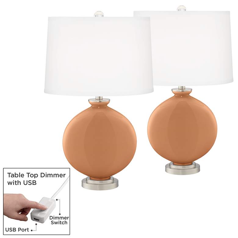 Image 1 Burnt Almond Carrie Table Lamp Set of 2 with Dimmers