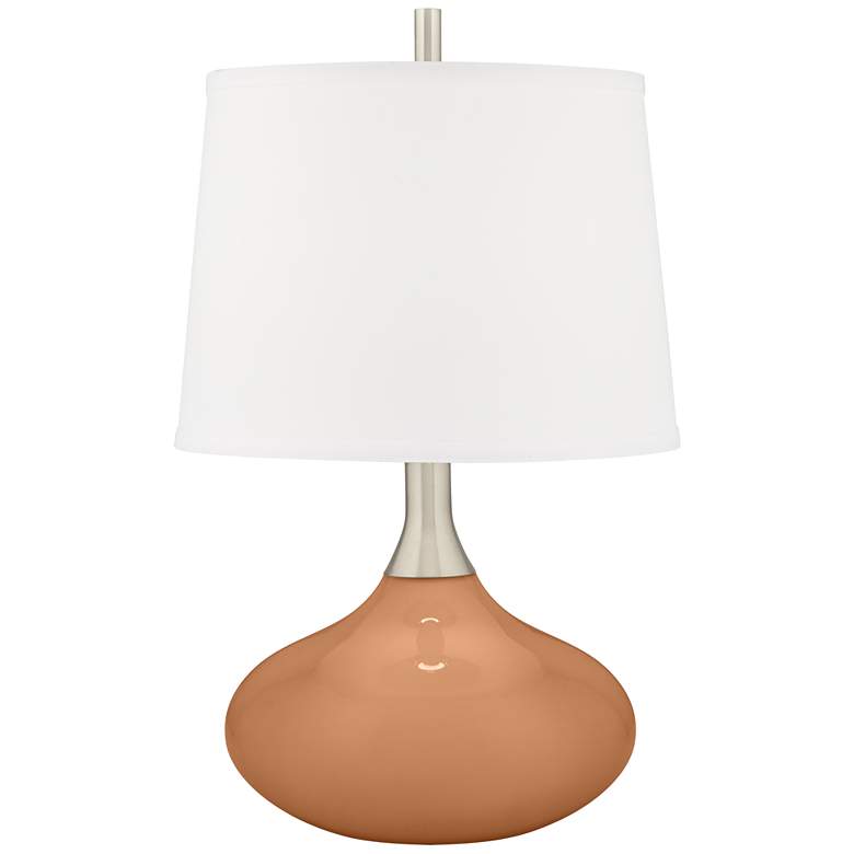 Image 2 Burnt Almond Felix Modern Table Lamp with Table Top Dimmer