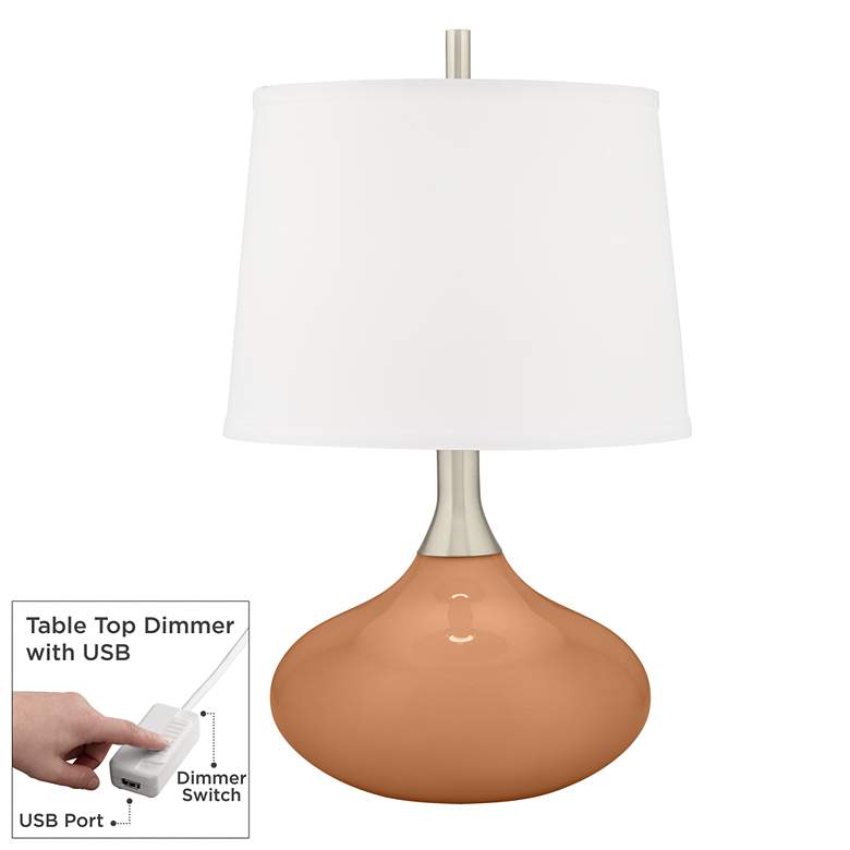 Image 1 Burnt Almond Felix Modern Table Lamp with Table Top Dimmer