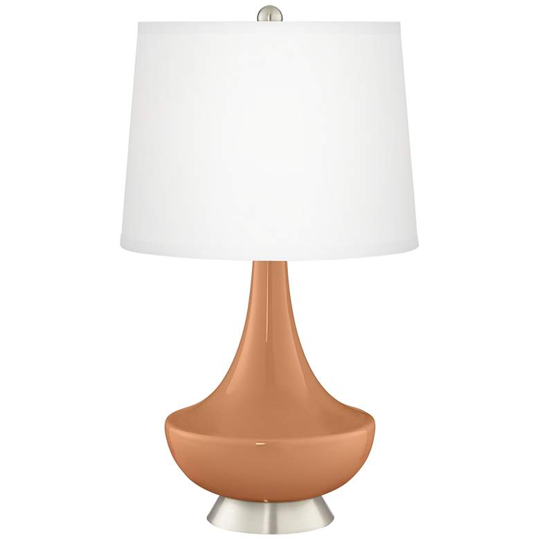 Image 2 Burnt Almond Gillan Glass Table Lamp with Dimmer