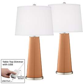 Image1 of Burnt Almond Leo Table Lamp Set of 2 with Dimmers