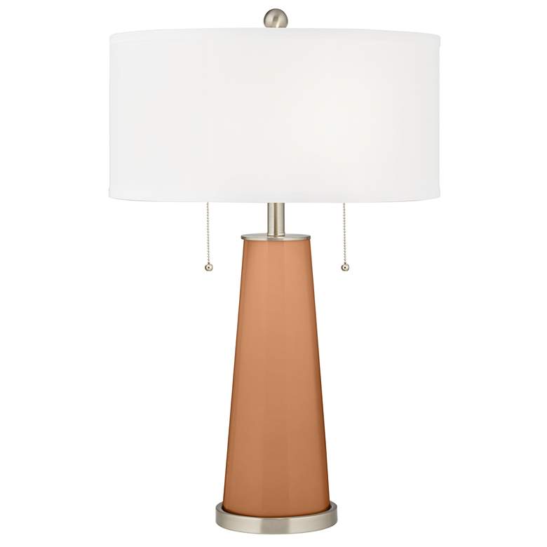Image 2 Burnt Almond Peggy Glass Table Lamp With Dimmer