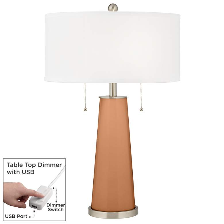 Image 1 Burnt Almond Peggy Glass Table Lamp With Dimmer