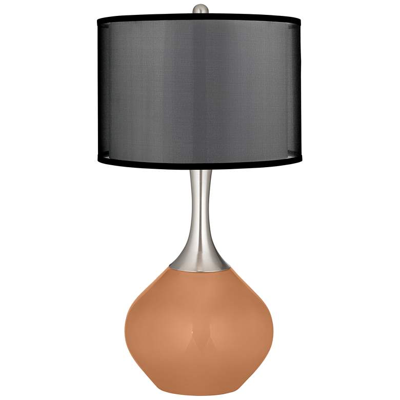 Image 1 Burnt Almond Spencer Table Lamp with Organza Black Shade