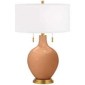 Image2 of Burnt Almond Toby Brass Accents Table Lamp with Dimmer
