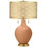 Burnt Almond Toby Brass Metal Shade Table Lamp