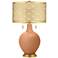 Burnt Almond Toby Brass Metal Shade Table Lamp