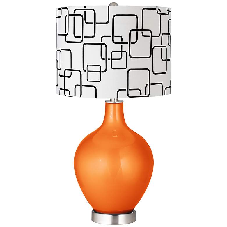 Image 1 Burnt Orange Metallic Abstract Rectangle Shade Ovo Table Lamp