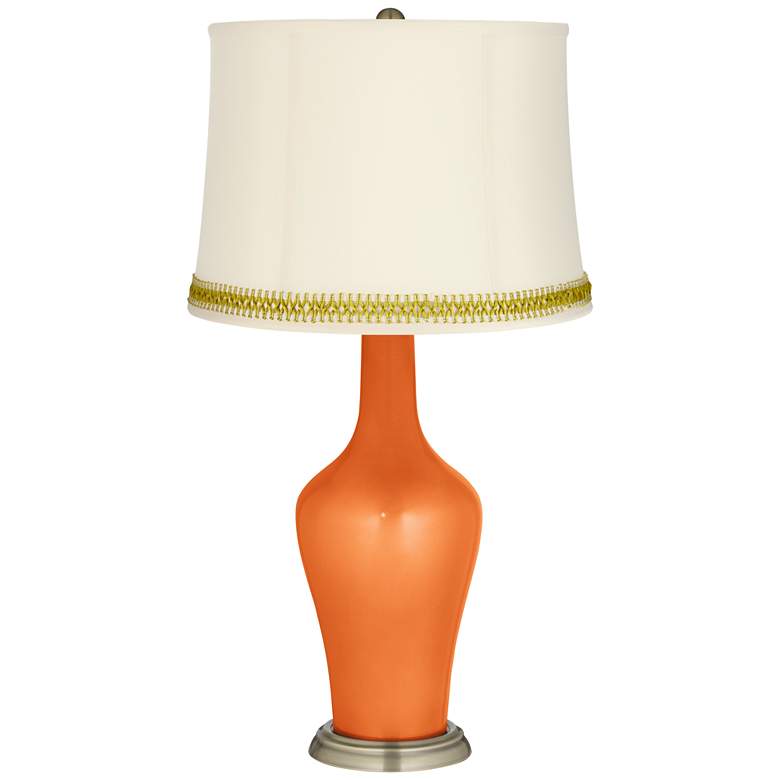 Image 1 Burnt Orange Metallic Anya Table Lamp with Open Weave Trim
