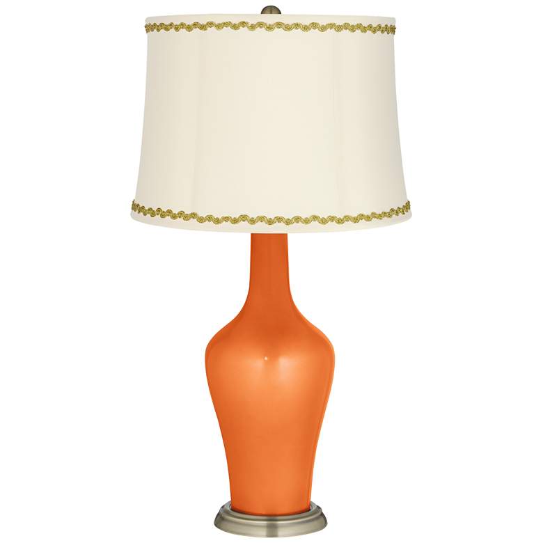 Image 1 Burnt Orange Metallic Anya Table Lamp with Relaxed Wave Trim