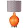 Burnt Orange Metallic Gray Pleated Drum Shade Ovo Table Lamp