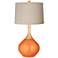 Burnt Orange Metallic Natural Linen Drum Shade Wexler Table Lamp