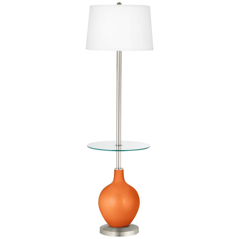 Image 1 Burnt Orange Metallic Ovo Tray Table Floor Lamp