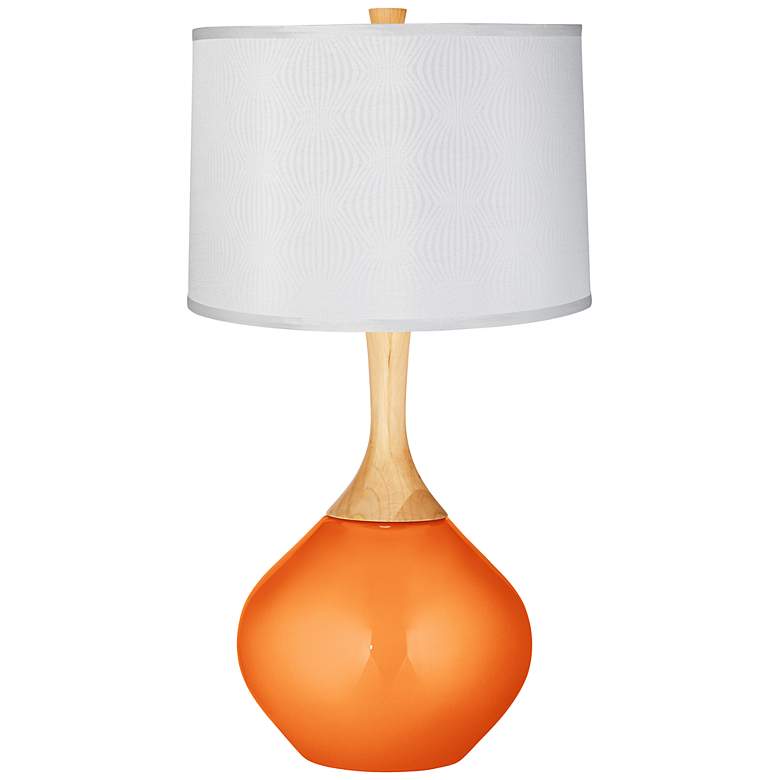 Image 1 Burnt Orange Metallic Patterned White Shade Wexler Table Lamp