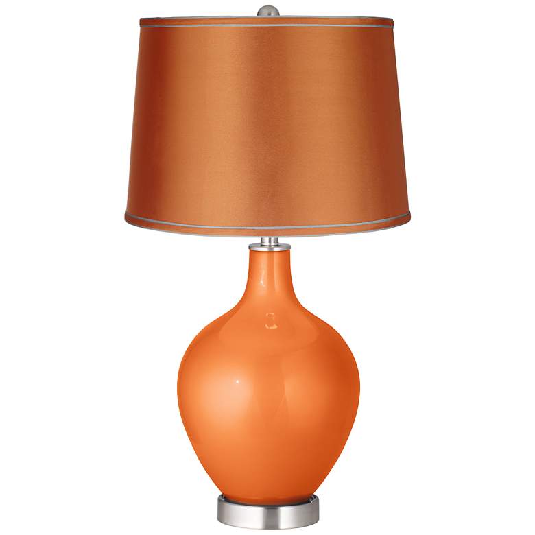Image 1 Burnt Orange Metallic - Satin Orange Shade Ovo Table Lamp
