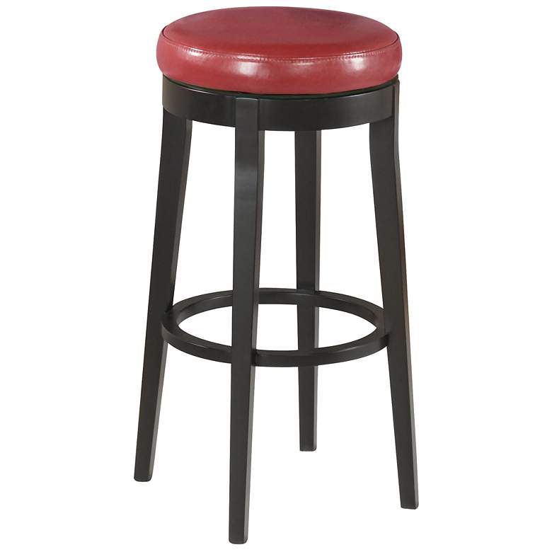 Image 1 Burnt Red Faux Leather 30 inch High Backless Swivel Barstool