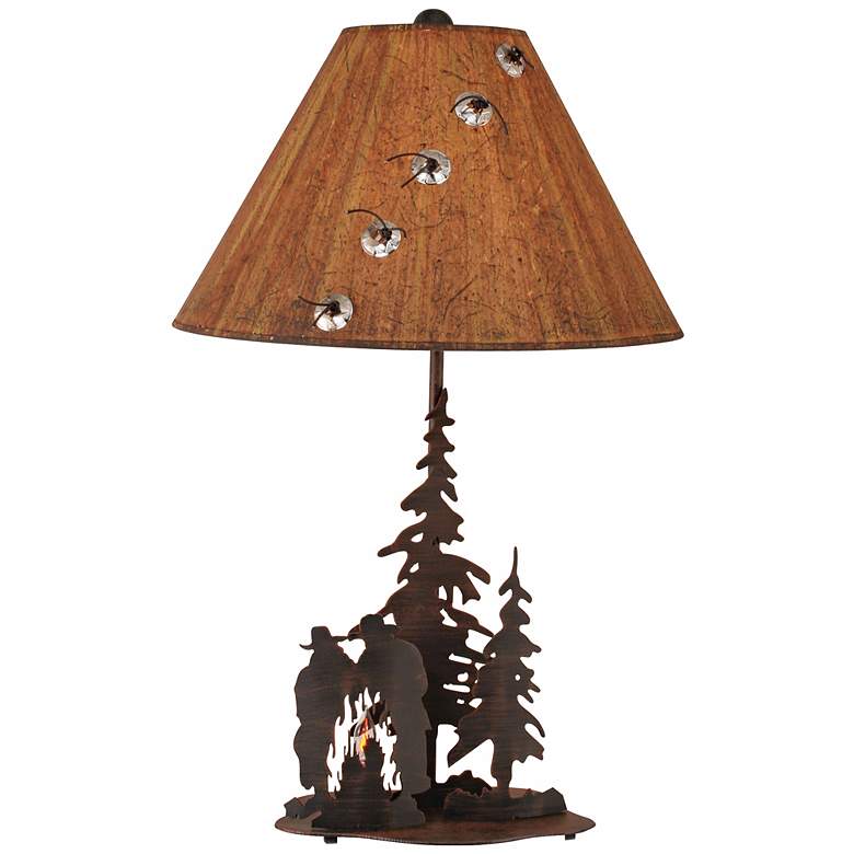 Image 1 Burnt Sienna Iron Cowboys and Campfire Table Lamp