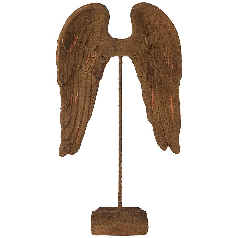 Image 1 Burnt Umber 23 1/2 inch High Angel Wings Sculpture on Stand
