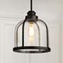 1_Burren 12 1/4"W Matte Black Pendant Light with Seeded Glass