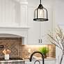 3_Burren 12 1/4"W Matte Black Pendant Light with Seeded Glass more views