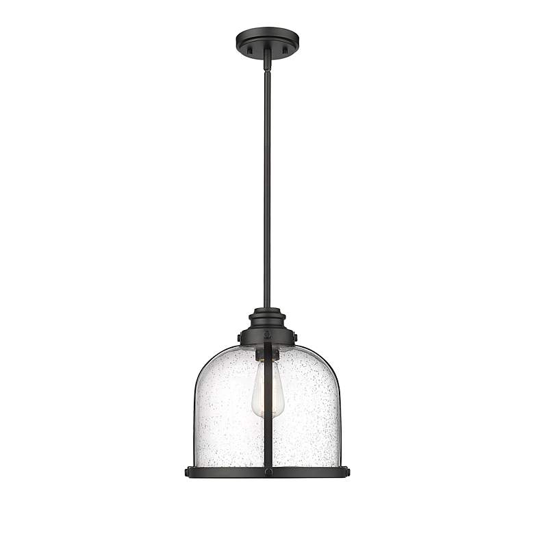 Image 5 Burren 12 1/4"W Matte Black Pendant Light with Seeded Glass more views