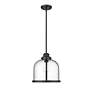 5_Burren 12 1/4"W Matte Black Pendant Light with Seeded Glass more views