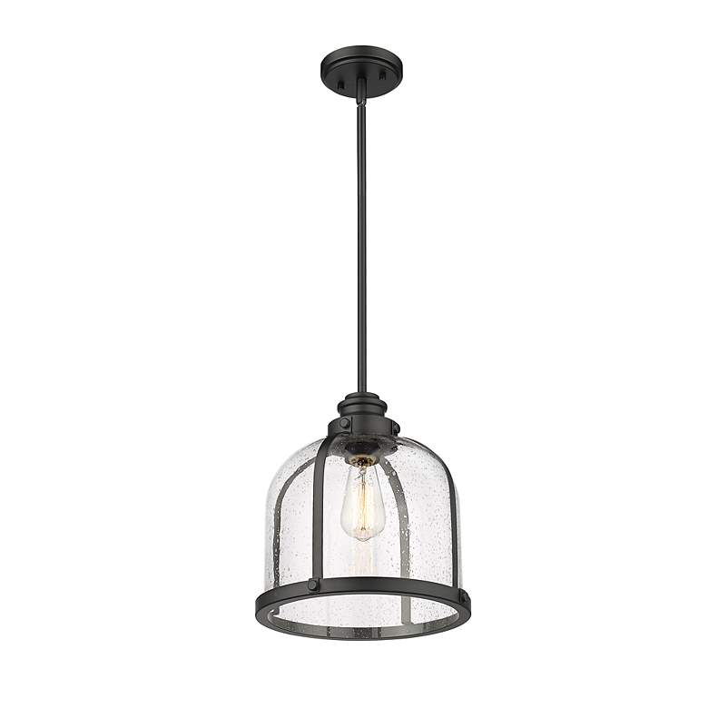 Image 6 Burren 12 1/4"W Matte Black Pendant Light with Seeded Glass more views