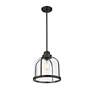 6_Burren 12 1/4"W Matte Black Pendant Light with Seeded Glass more views