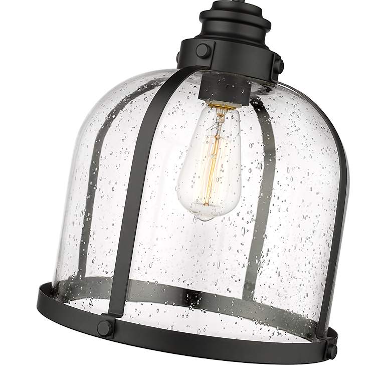 Image 7 Burren 12 1/4"W Matte Black Pendant Light with Seeded Glass more views