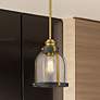 1_Burren 8 3/4"W Bronze and Brass Mini Pendant w/ Seeded Glass